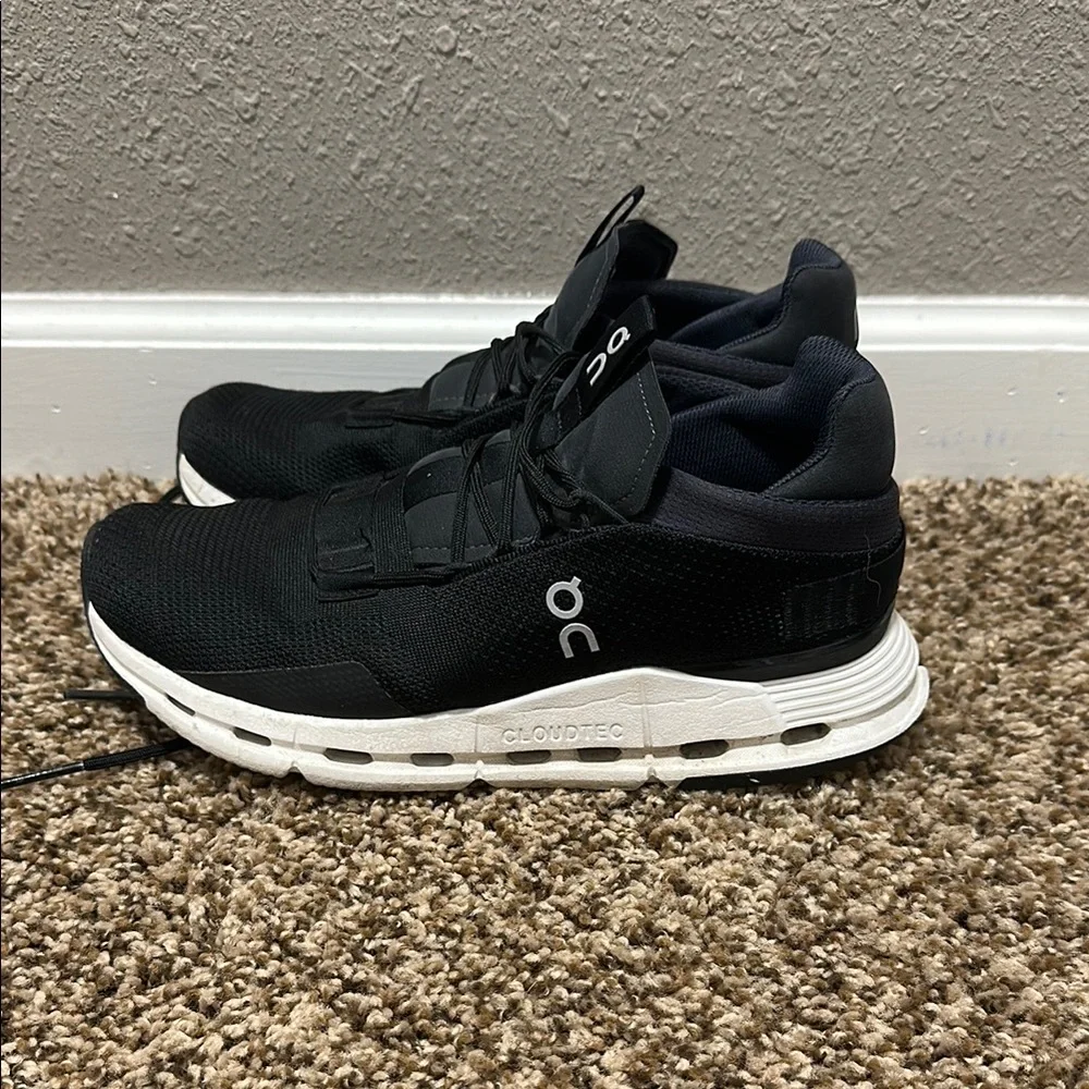 On Running Black Athletic Shoes with White Soles - Picture 3 of 3